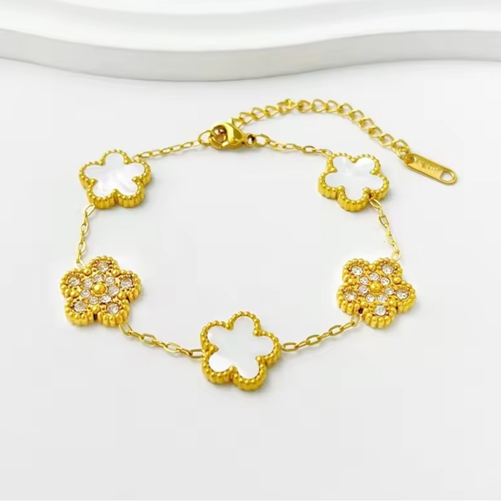 Alhambra White Floral Crystal Bracelet